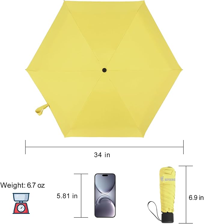 GAOYAING Compact Travel Umbrella with Case Sun&Rain Lightweight Small and Compact Suit for Pocket