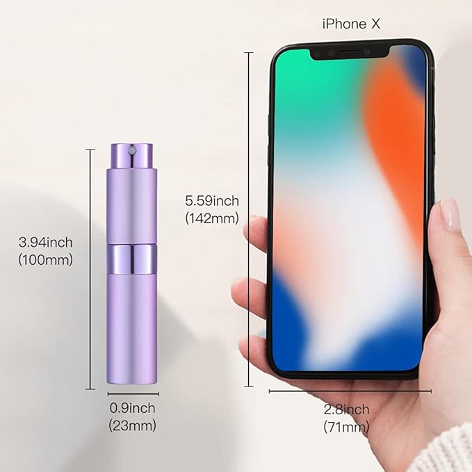 LISAPACK 8ML Atomizer Perfume Spray Bottle for Travel, Empty Refillable Cologne Dispenser, Portable Sprayer (Purple)