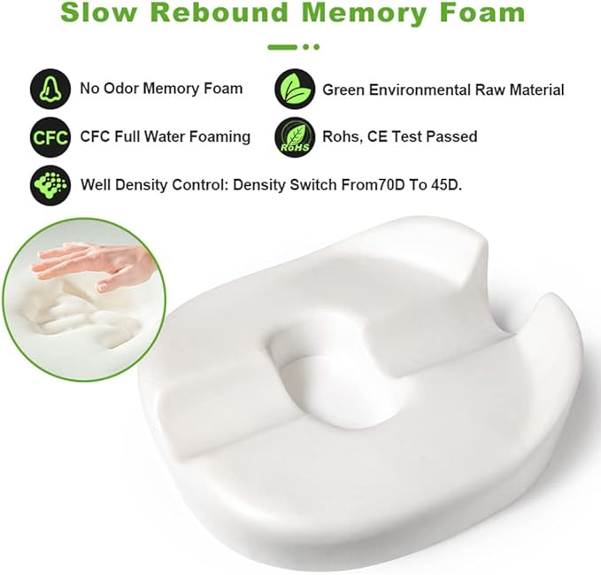 Donut Pillow Coccyx Seat Cushion for Prostate, Sciatica, Pelvic Floor, Pressure Sores, Pregnancy, Perineal Surgery, Postpartum Recovery Pain Pressure Relief Memory Foam Chair Pad