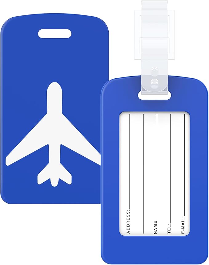 2 Pack Silicone Luggage Tag with Name ID Card Perfect to Quickly Spot Luggage Suitcase, TSA Approved, Luggage Identifiers for Suitcases and Bags, Privacy Protection Travel Suitcase Tags