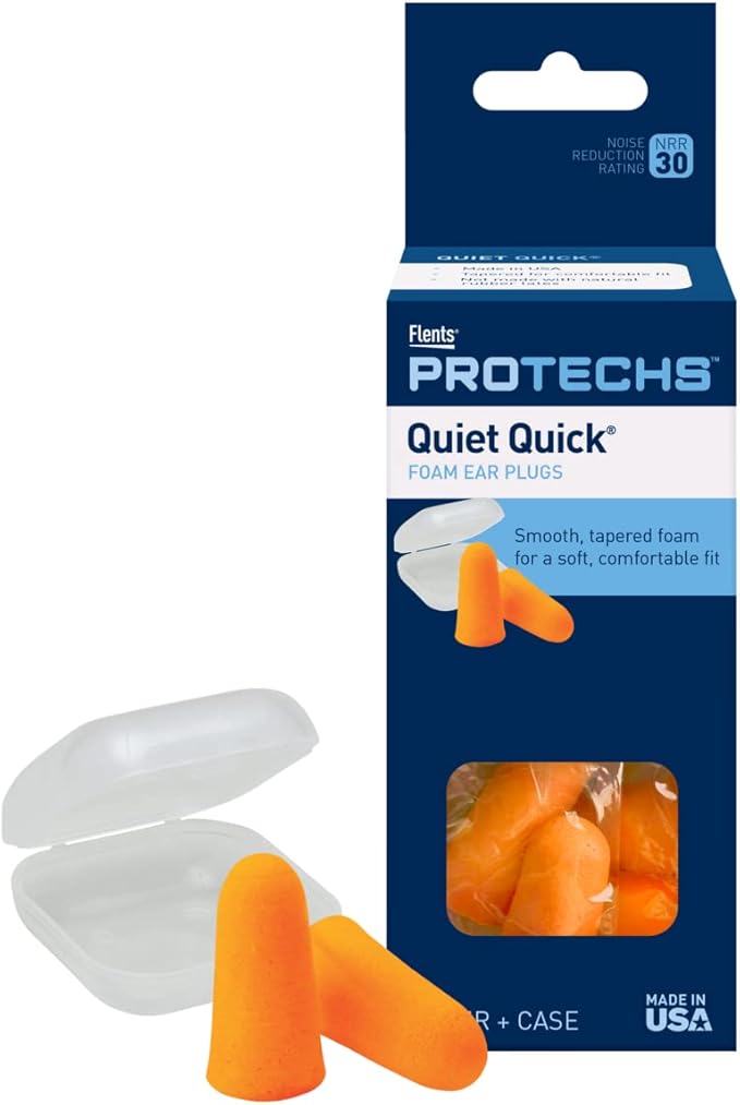Flents Ear Plugs, 5 Pair with Case, Ear Plugs for Sleeping, Snoring, Loud Noise, Traveling, Concerts, Construction, & Studying, NRR 30