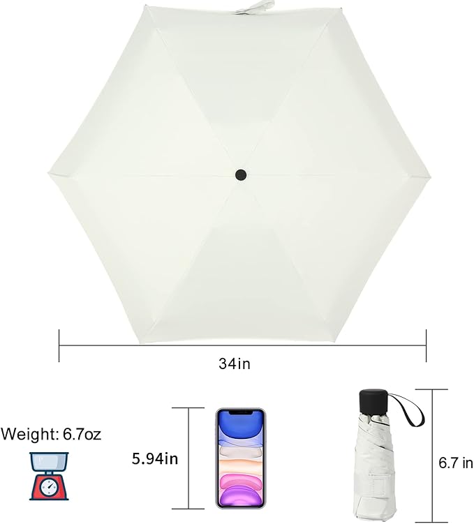 GAOYAING Small Mini Umbrella with Case Light Compact Design Perfect for Travel Lightweight Portable Parasol Outdoor Sun&Rain Umbrellas 34 Inches