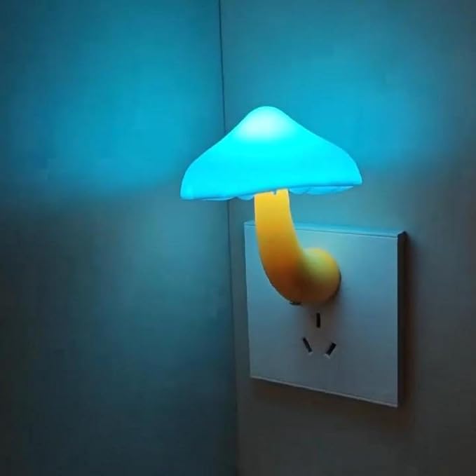 LED Mushroom Night Light Plug in Lamp,2 Pack Color Changing Light Sensor Night Lights Plug into Wall, Decor Night Light for Kids Adults Room Bedroom Bathroom Hallway Kitchen