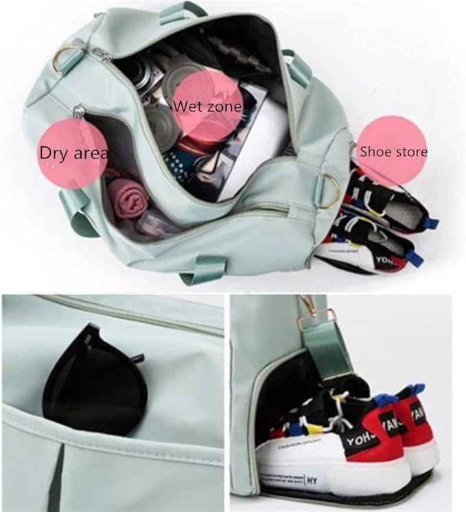 Men and Women's Travel Bag With Shoe Compartment Sports Tote Gym Bag Weekender Overnight Shoulder Bag
