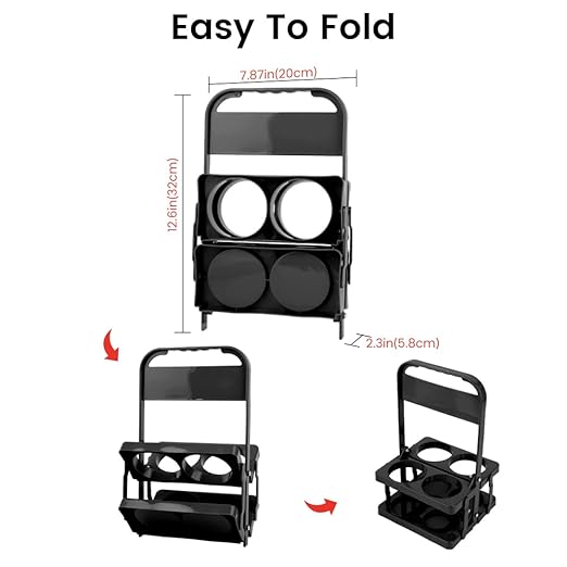 Bodaon 4 Cup Drink Carrier with Handle, Plastic Cup Carriers for Drinks, Drink Holder for Car, Take Out Delivery Drivers Accessories, Portable Foldable Reusable Mobile, Use for Food Delivery Bag
