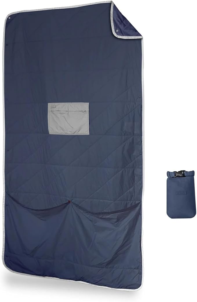 Gravel Layover Travel Blanket – Ultra-Light Compact Blanket for Camping and Outdoor Adventures - Down Alternative Portable Travel Blanket for Layovers & Road Trips (Blue)