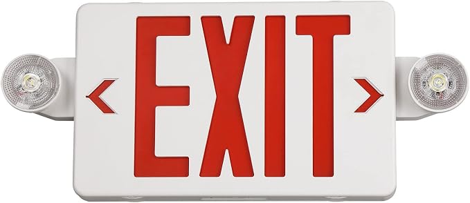 GZRUIYANG Exit Sign with Emergency Lights Red, LED Emergency Exit Light with Battery Backup, UL 924 Certified, AC 120/277V, Commercial Emergency Lights Combo for Business - 1 Pack