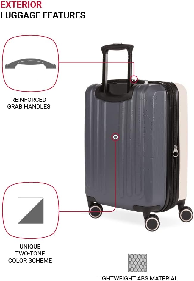 SwissGear Duet Expandable Luggage Set, 3-Piece Hardside Luggage Set with Spinner Wheels