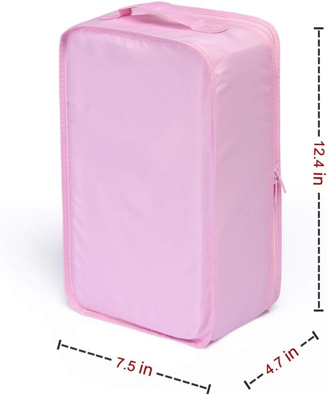 JJ POWER Travel Shoe Bags, Foldable Waterproof Shoe Pouches Organizer-Double Layer (2 Pink Shoe Bags)