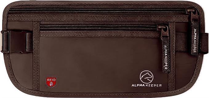 Alpha Keeper Money Belt for Travel Hidden Under Clothes – RFID Blocking Passport Holder & Slim Waist Wallet Pouch for Women & Men, Anti-Theft Travel Accessories