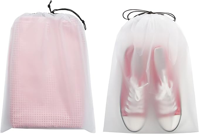 Vorspack Transparent Shoe Bags for Travel Large Clear Shoes Organizers Storage Pouch with Rope for Men and Women 26 Pack