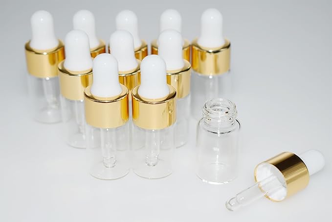 Small Dropper Bottle, 10pcs 3ml Mini Sample Dropper Bottles Mini Makeup Containers for Travel Liquids Tiny Glass