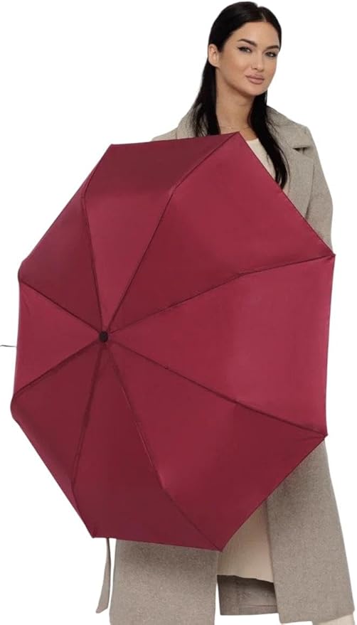 Windproof Travel Umbrella - Compact, Light, Full Automatic Open/Close - Folding Backpack Umbrella for Rain & Sun UV Preotection For Men & Women, Unbreakable 8 Fiberglass Ribs UK Design