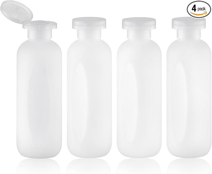 6.7oz Travel Shampoo Bottle, Empty Plastic Squeeze Bottles with Flip Cap, 4PCS Lotion Container for Toiletries (200ml,Clear)