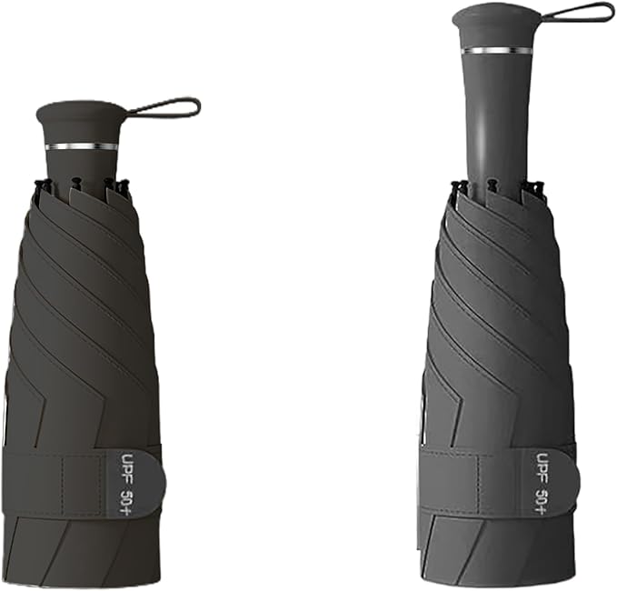 Mini Folding Travel Umbrella with Built-in Hidden Telescoping Handle,Teflon Coating, UPF 50+,UV Protection,Compact Lightweight Portable,6 Ribs Design,Small,Sun/Rain,Women/ Kids/Girls,Backpack Car
