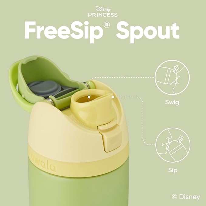 Owala Disney Princess FreeSip Insulated Stainless Steel Water Bottle with Straw for Sports and Travel, BPA-Free Sports Water Bottle, 24 oz, Tiana