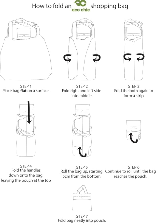 ECO CHIC Foldable Reusable Grocery Bags - Lightweight, Recycled & Reusable Shopping Bag - Waterproof Packable Tote