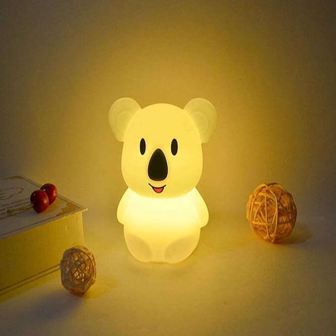 Animal-Shaped Night Light, Rechargeable LED Soft Silicone (BPA Free) Bedside Lamp for Children/Adults, Adjustable Brightness and 9 Colors by Touch Control & Remote Control (Big Koala)