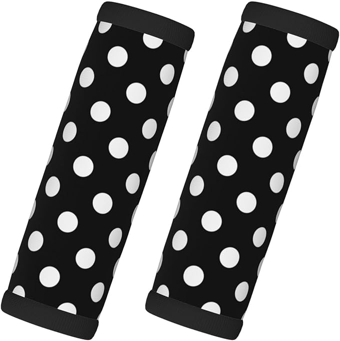 White Black Polka Dot Handle Wrap 2 Pieces, Soft Handle Grip for Women Men Travel Luggage Outdoor Bag Markers Décor