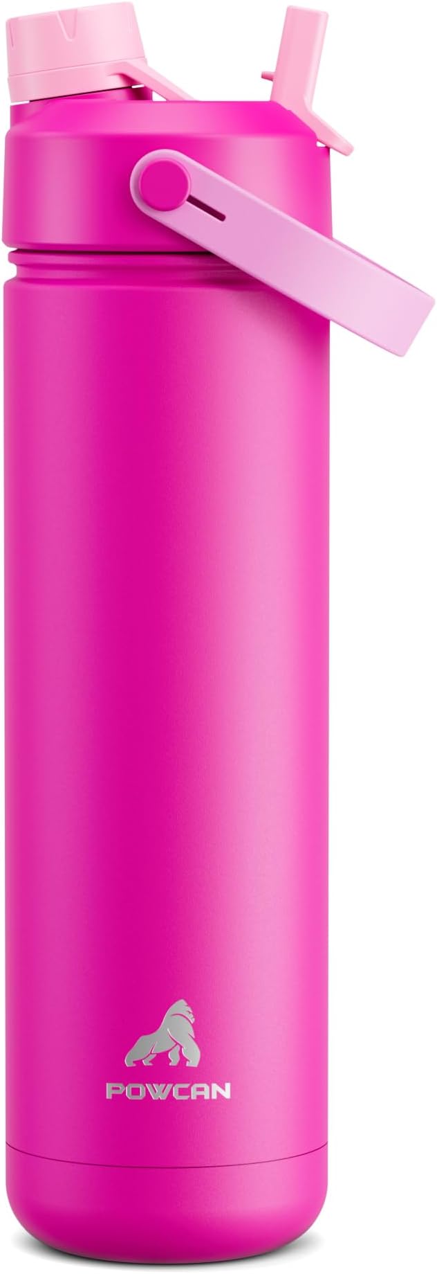 POWCAN 26 oz Insulated Water Bottle with 2-in-1 Straw and Spout Lid, Keep Cold 24H, Leak-Proof, Fits in Car Cup Holder, Stainless Steel Water Bottle for Sports, Travel, Gym, Gift, and School (Peony)