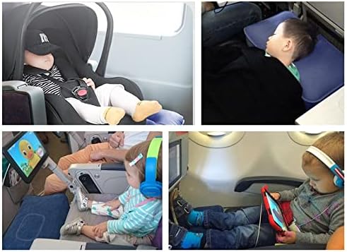 Inflatable Travel Foot Rest Pillow, Adjustable Height Leg Rest Pillow for Cars, Home, Office, Trains, Airplane, Make a Flat Bed for Baby, Kids, Toddlers, Blue, 1 Pack