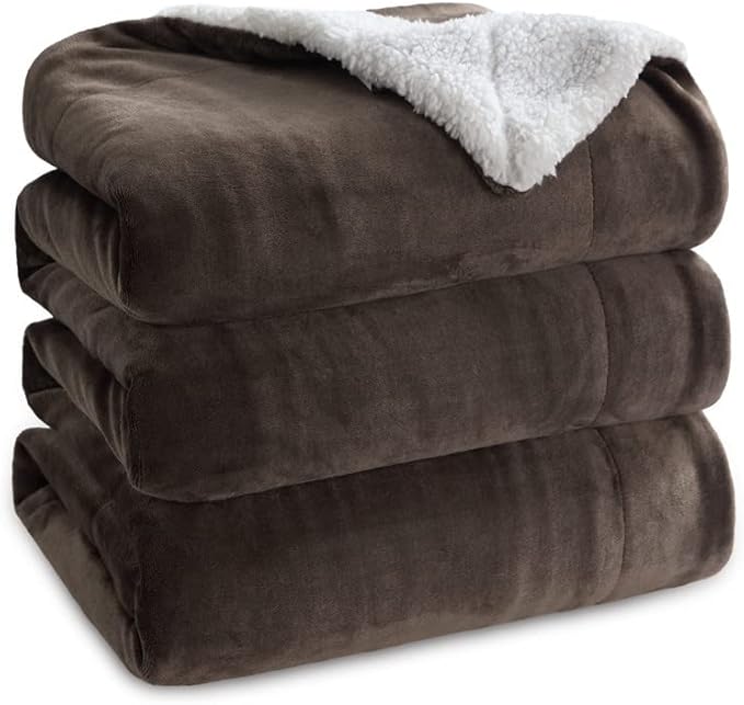 Bedsure GentleSoft Sherpa Fleece Throw Blanket for Couch, Non-Heated, Thick and Warm Throw for Women and Men, Soft Fuzzy Plush Blanket for Winter, Brown, 50x60 Inches