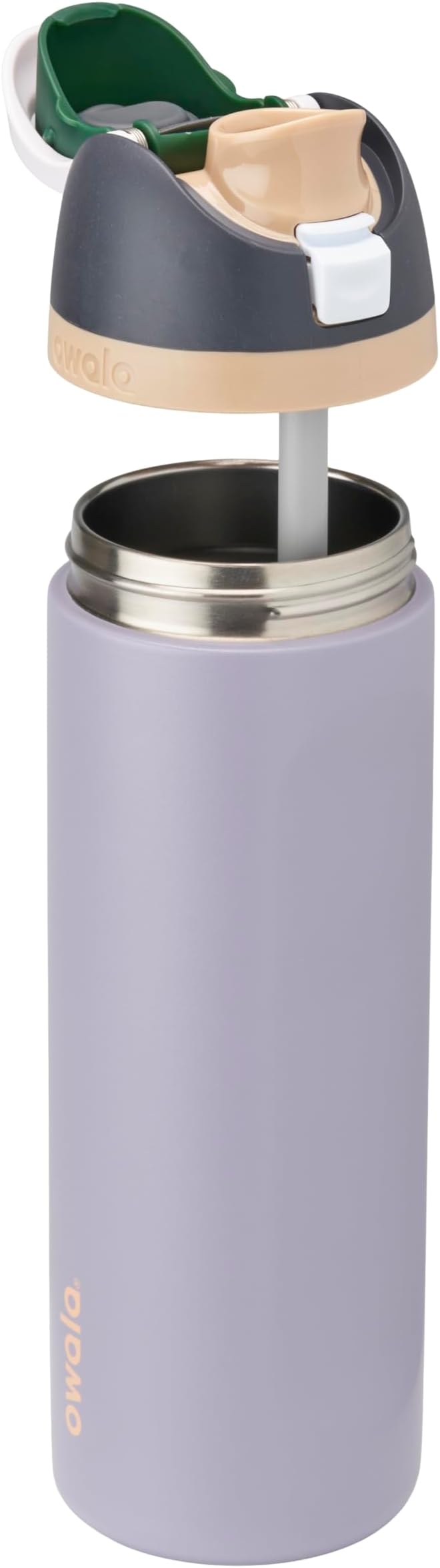 Owala FreeSip Insulated Stainless Steel Water Bottle with Straw for Sports and Travel, BPA-Free Sports Water Bottle, 24 oz, Grey/Grey, Due North