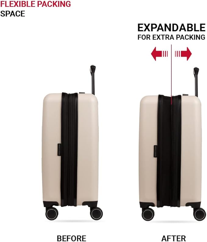 SwissGear Eclipse Hardside Expandable Luggage with Spinner Wheels, 3-Piece Set, Ultimate Grey