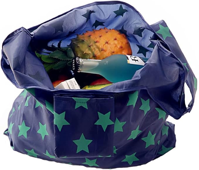 Cloth Tote Bags, Reusable, Foldable, Recycle for Shopping, Fits in Pocket, Eco Friendly for Groceries, Water Resistant, Lightweight, Strong & Durable Large (6Pack)