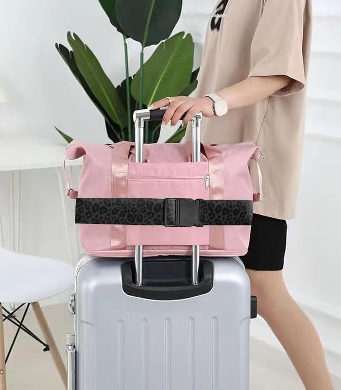 Luggage Straps for Suitcases Travel Belt Accessories, Cute Suitcase Strap, Adjustable Luggage Belt Strap, Heavy Duty with Quick-Release Buckle Luggage Strap Luxury Black Leopard