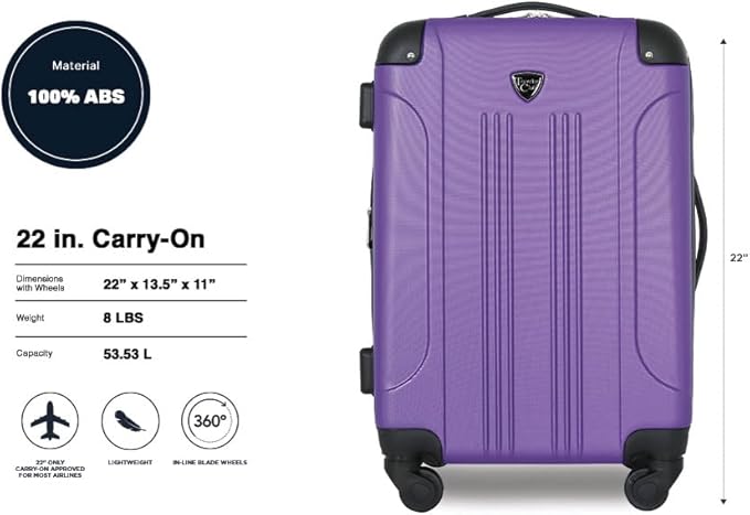 Travelers Club Chicago Hardside Expandable Spinner Luggage, Purple, 22" Carry-On