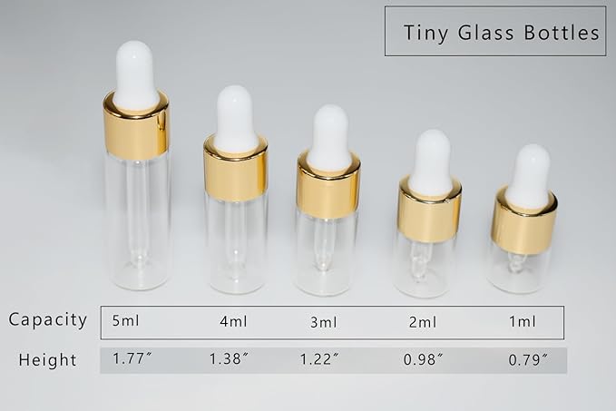Small Dropper Bottle, 10pcs 2ml Mini Sample Dropper Bottles Mini Makeup Containers for Travel Liquids Tiny Glass