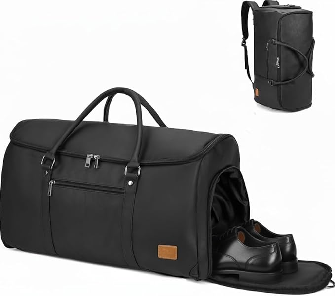 seyfocnia Garment Bags for Travel, Carry On Garment Bag Backpack, Convertible Garment Duffle Bag for Men Women, 4 in 1 Hanging Dress Suitcase Suit Travel Bag