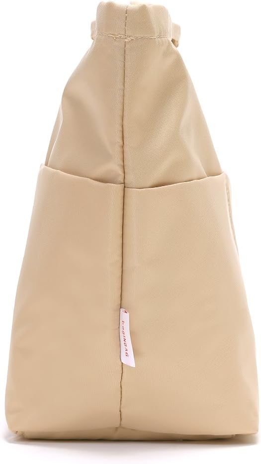 iN. Purse Organizer Insert with zipper, Nylon fabric Storage Bag with handles, for womens Handbags & Tote bags, neverfull, lightweight small sized Beige