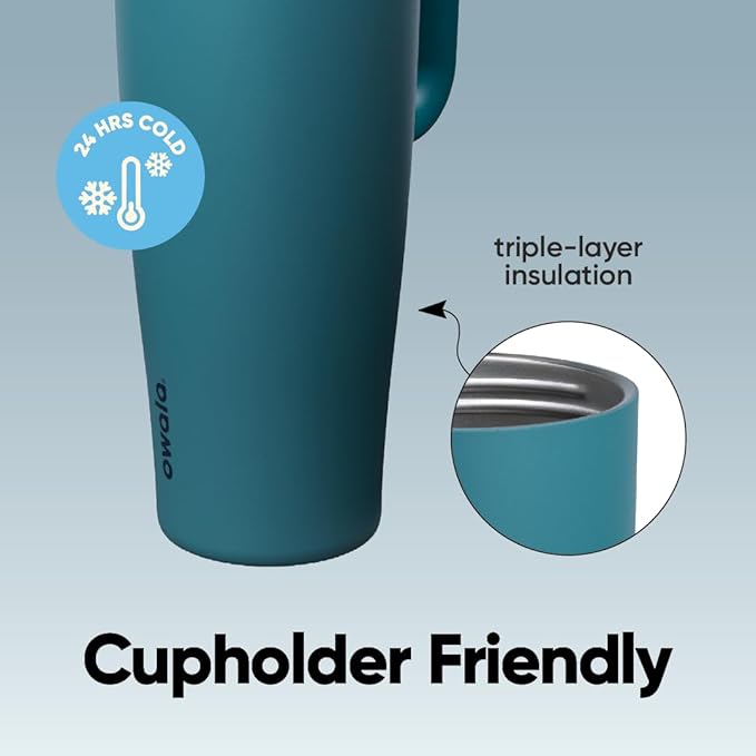 Owala FreeSip Tumbler Insulated Stainless Steel Water Bottle with Built-in Straw and Side Handle, For Travel, Work, School, and Sports, 40oz, BPA Free, Leak Proof, Denim