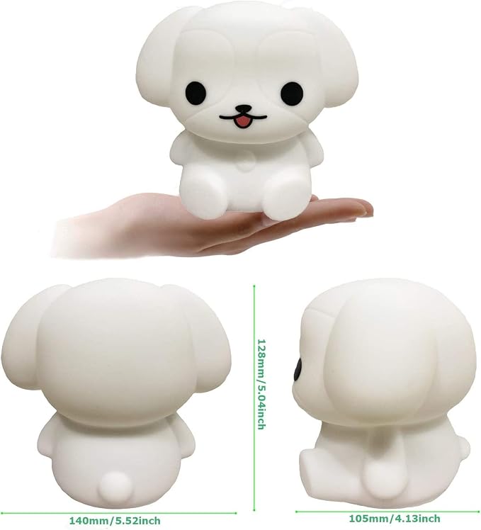 Night Light Kids with Cute Dog Design Baby Children's Room LED Bedside Lamp with Changeable RGB Colors Rechargeable Night Light Compatible with Touch-Control & Remote Control - Dog
