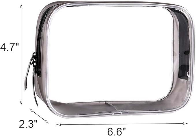 Buminee Clear Pouch Small, 6.6"x2.3"x4.7" TSA Approved Toiletry Bag, Travel Bags for Toiletries, Cosmetic Bag for Women and Men - 1 Pack Black