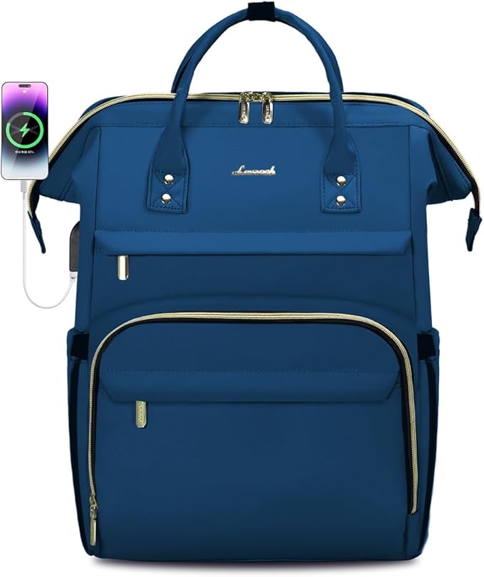 LOVEVOOK Laptop Backpack for Women,15.6 Inch Professional Womens Travel Backpack Purse Computer Laptop Bag Nurse Teacher Backpack,Waterproof College Work Bag Carry on Backpack with USB Port,Royal Blue