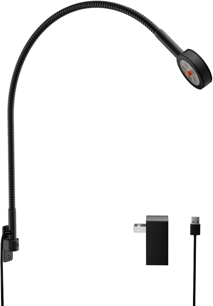 acegoo Wall/Headboard Mounted Reading Light, Minimalist LED Bedside Light, | 300° Rotatable Lamp Head, Convenient Light Head Switch, CRI 90+,4000K & Amber Nightlight Mode, For Home Bedroom Living Room