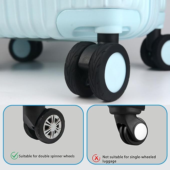 8pcs Silicone Luggage Wheel Covers, Anti-Skid Suitcase Wheel Protector Replacement, Covers for 2-2.4" Essential Travel Accessorie Carry On Luggage Wheels Protector（Black）