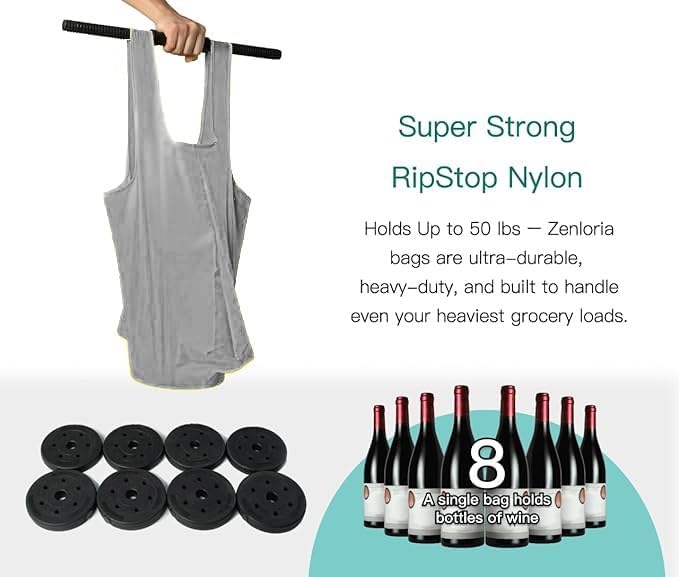 Foldable Reusable Grocery Bags – Heavy Duty 6 Pack with Handles | XL Tote for Women & Men, Market, Travel, Storage
