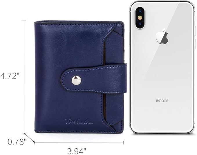 BOSTANTEN Women Leather Wallet RFID Blocking Small Bifold Zipper Pocket Wallet Card Case Purse with ID Window