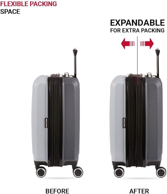 SwissGear Duet Expandable Luggage Set, 3-Piece Hardside Luggage Set with Spinner Wheels