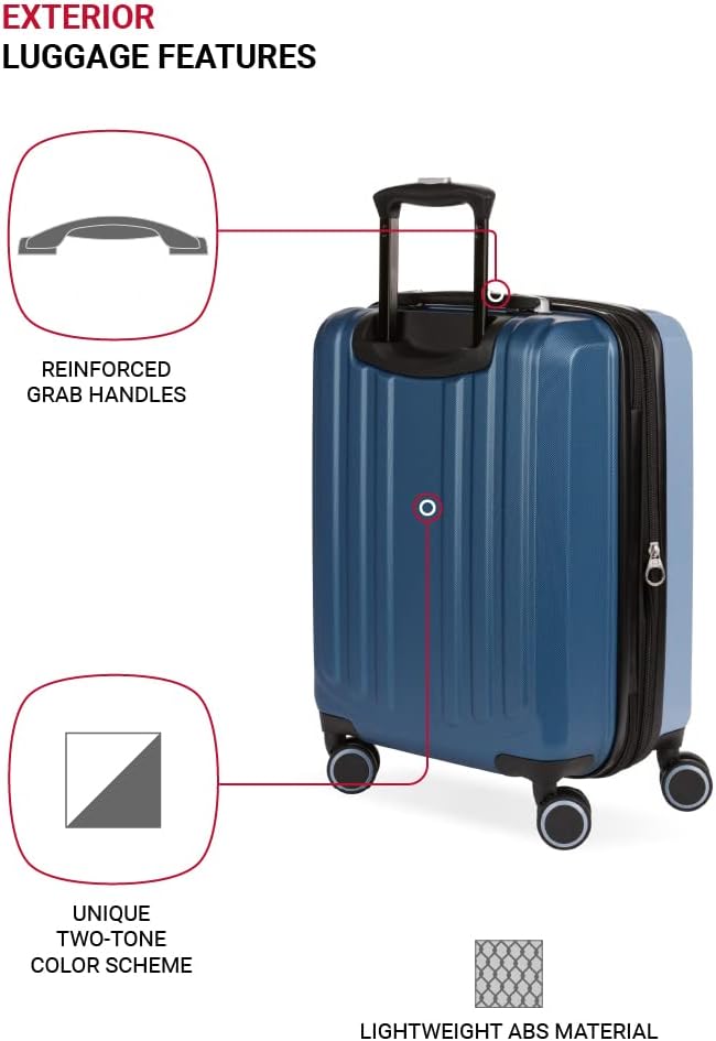 SwissGear Duet Expandable Luggage Set, 3-Piece Hardside Luggage Set with Spinner Wheels