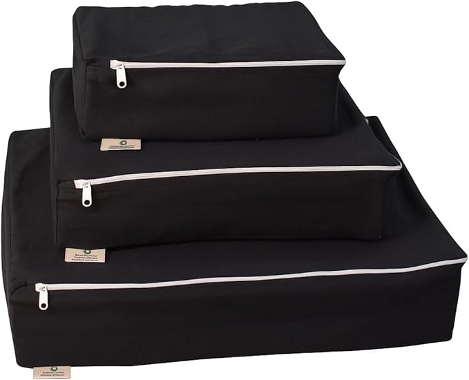 Packing Cubes Bag Pure Canvas Travel Organizers (18"x12"x4") with Durable YKK Zippers for Clothes, Shoes & Luggage Storage (Set of 3 LARGE, Black)