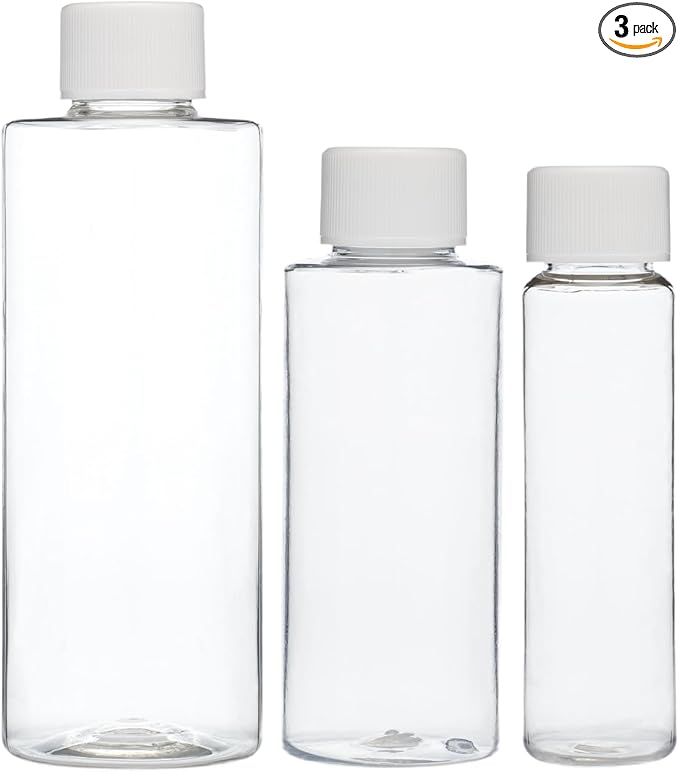 Cadet Home Solutions USA-Made Refillable Bottles (Plastic Screw-Top 3pack 4oz-2oz-1oz)