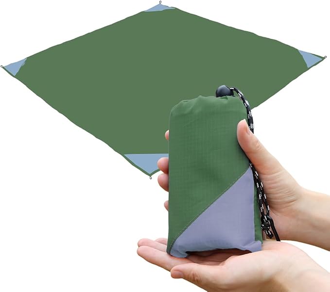 Orga'Neat Pocket Picnic Blanket, Sandproof Lightweight Pocket Camping Tarp, 55″x 60″ Foldable & Fits into Small Bag, Water Resistant Washable Quick Dry Compact Beach Mat for Outdoor Recreation