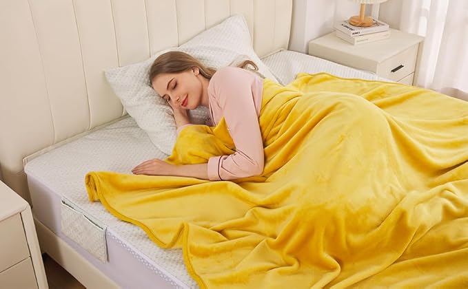 HOZY Soft Twin Size Blanket for All Season Lightweight Thermal Fleece Summer Autumn Fall Winter Spring Blankets for Twin/Twin XL Extra Long Bed Couch Sofa,66x90 Inches,Yellow