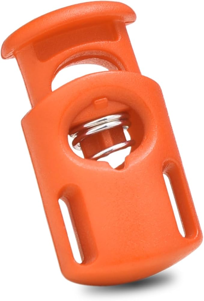 CooBigo 10 Pack Plastic Spring Cord Locks for Drawstring Paracord, Cord Stopper Toggle Clasps for Sweatpants Hoodie Gloves Hats String Clip Elastic Shoeslace String Lock Orange
