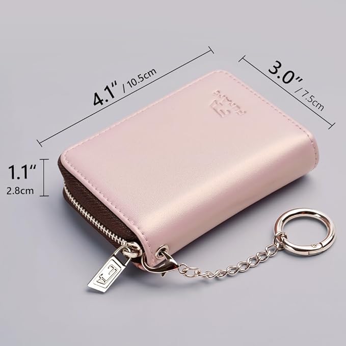 FurArt Zipper Wallet Women, RFID Blocking Credit Card Wallet, Business Card Holder, Compact Size KeyChain Wallet